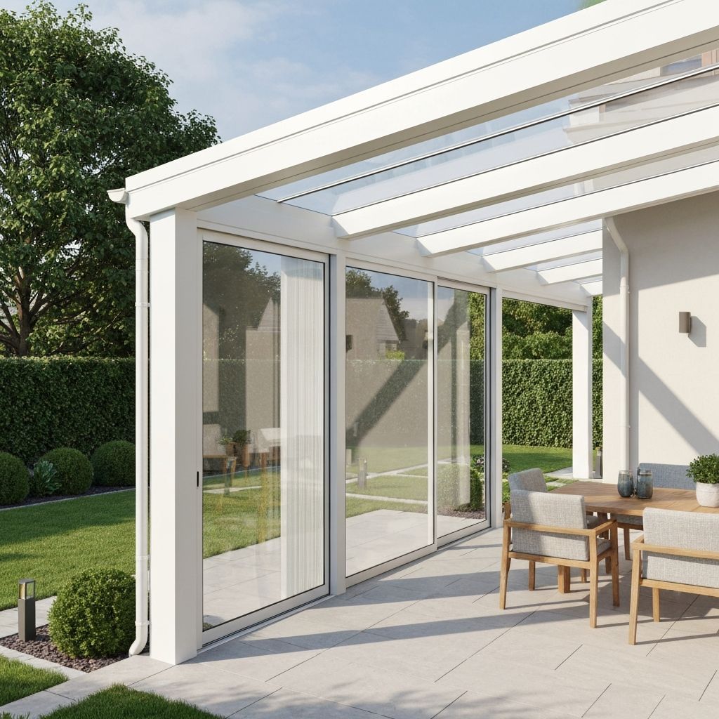 Porche con cortinas de cristal